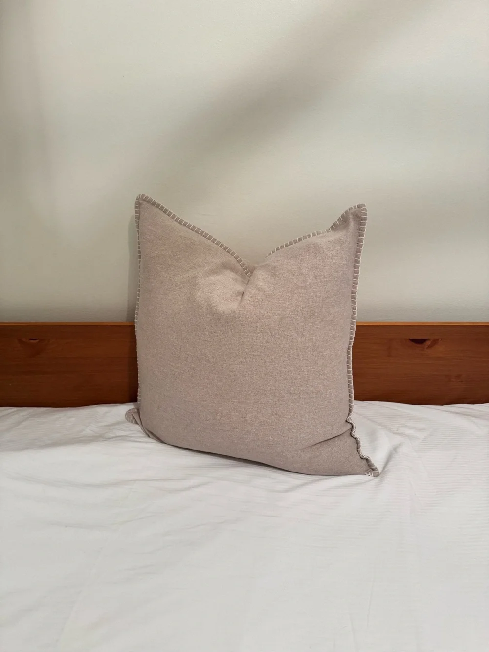 Neutral Taupe Decorative Pillow with Whipstitch Edge